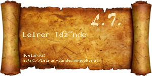 Leirer Tünde névjegykártya