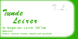 tunde leirer business card